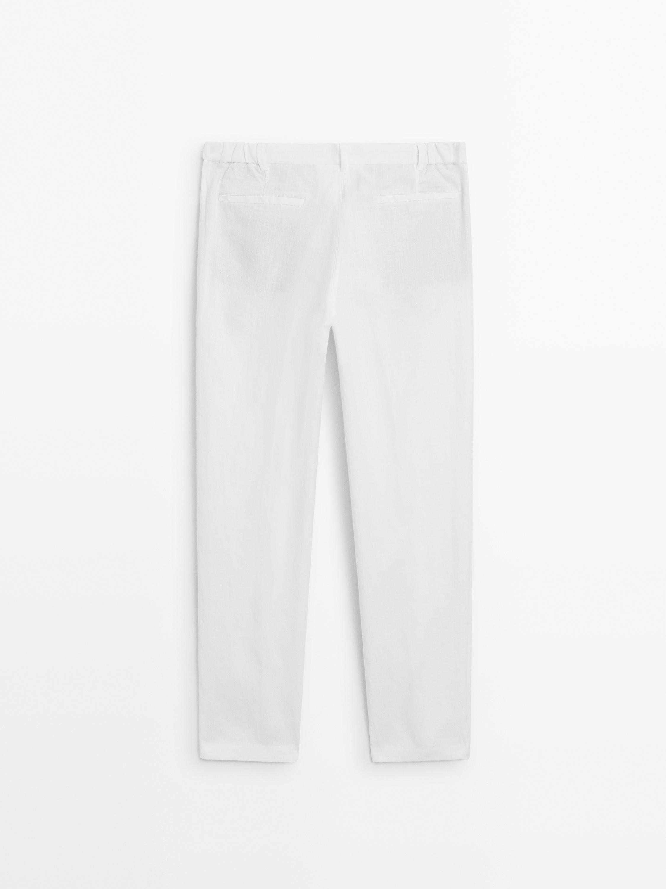 100% linen tapered fit trousers